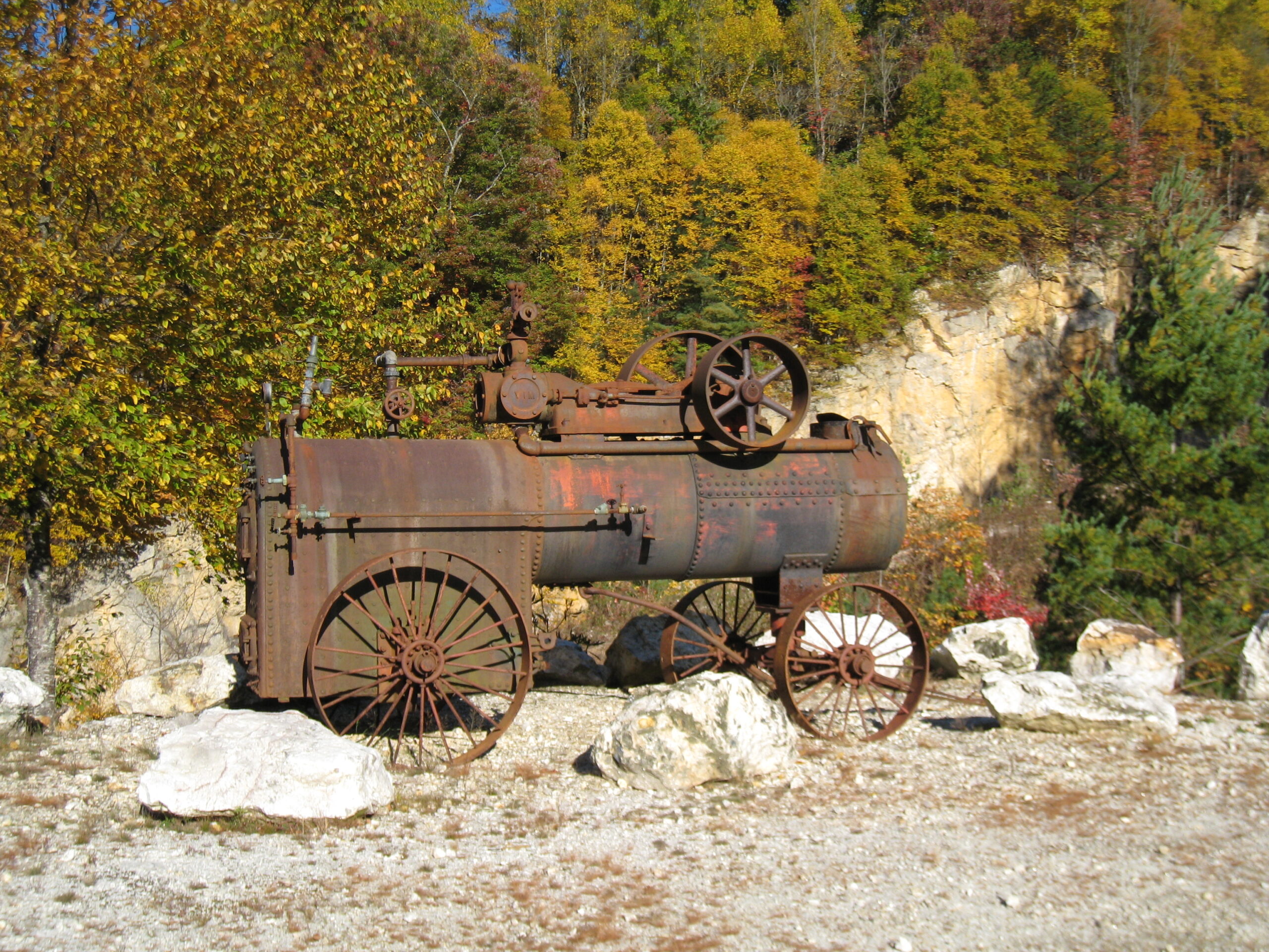An antique steam engine at the North Carolina Mining Museum